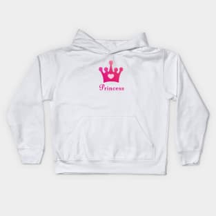 Princess all day - Princess Word with a Pink Crown and Heart Kids Hoodie